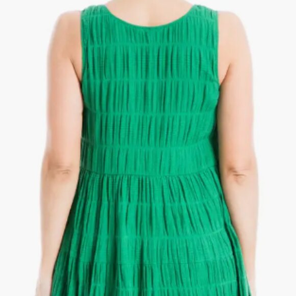 MAX STUDIO LONDON Texture Tiered Stretch Cotton Dress - Picture 4 of 6